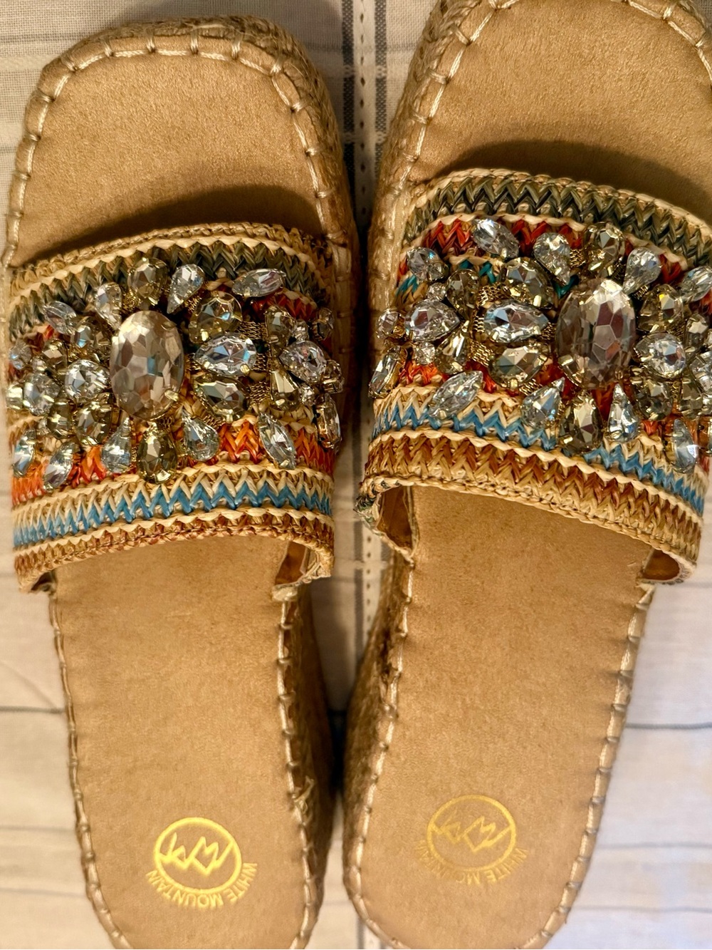 WHITE MOUNTAIN NEW SIZE 10 Embellished Woven Slide wedge Sandals - Picture 8 of 8